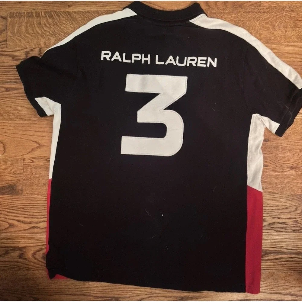 Polo Ralph Lauren Men Black Shirt Small Pony Germany Flag XL CUSTOM FIT